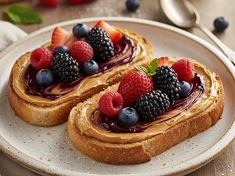 Elevated Open-Faced Peanut Butter and Jelly