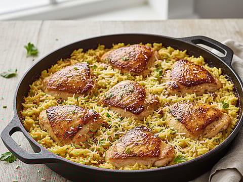 One-Pan Garlic Butter Chicken and Rice