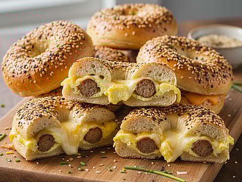 Sausage, Egg, & Cheese Stuffed Bagels