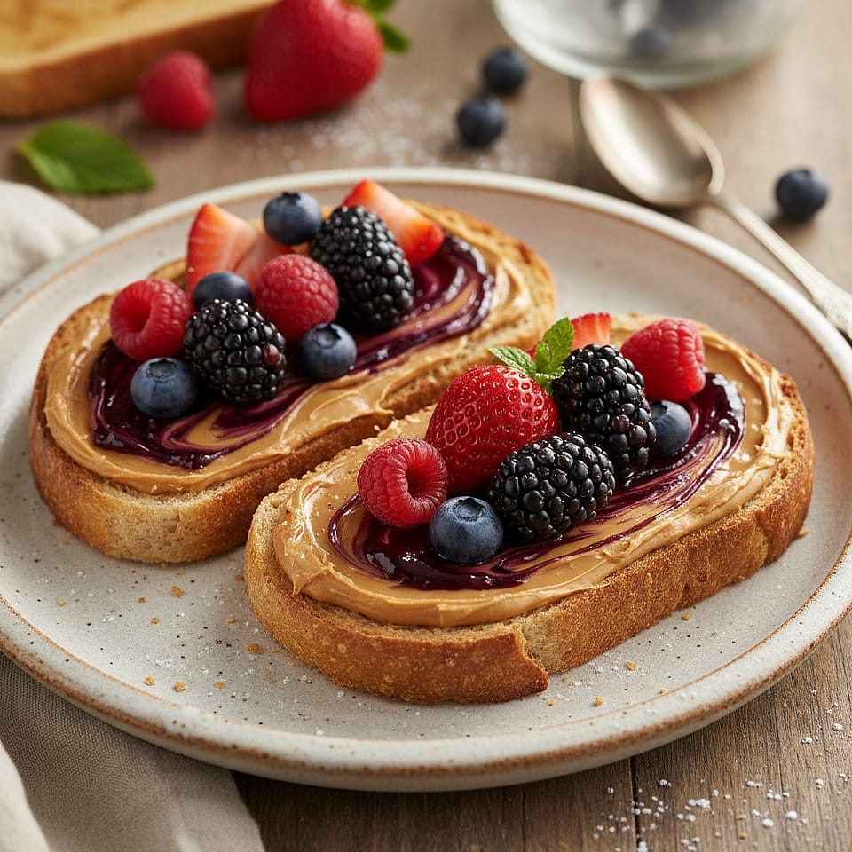 Elevated Open-Faced Peanut Butter and Jelly