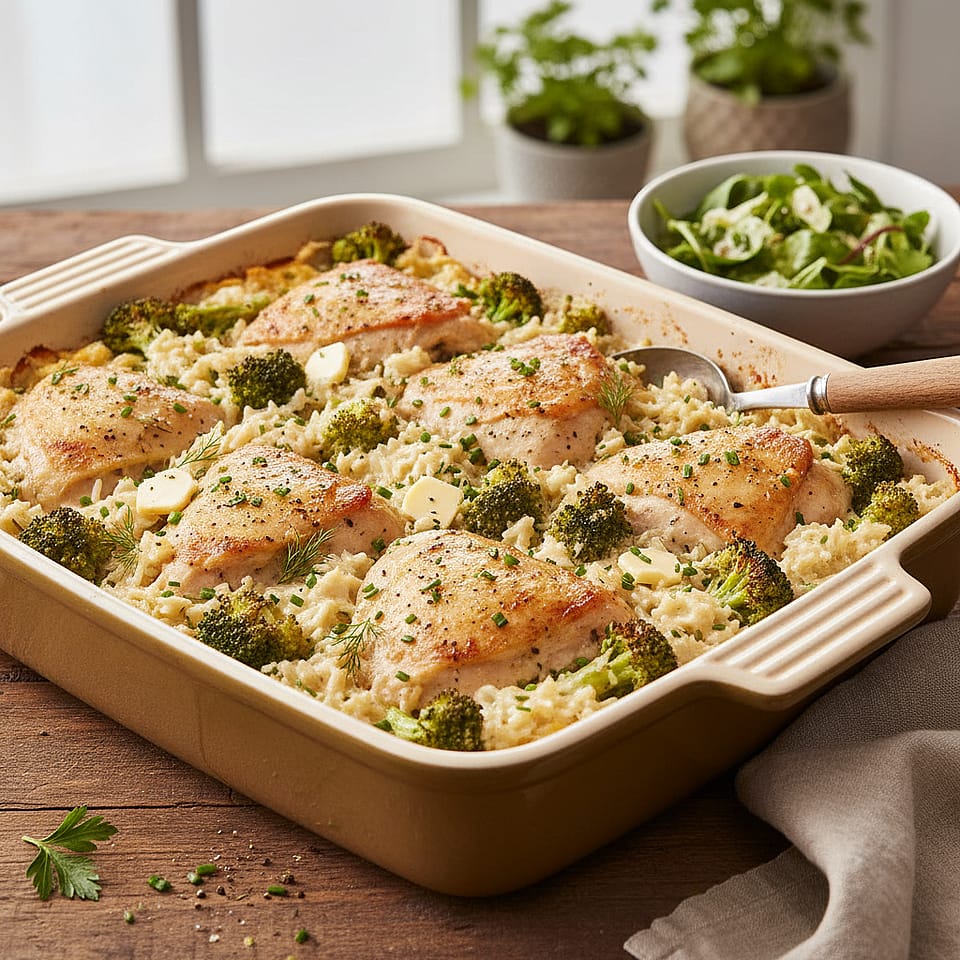 One-Pan Chicken, Broccoli, and Rice Bake