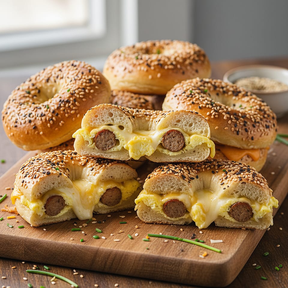 Sausage, Egg, & Cheese Stuffed Bagels