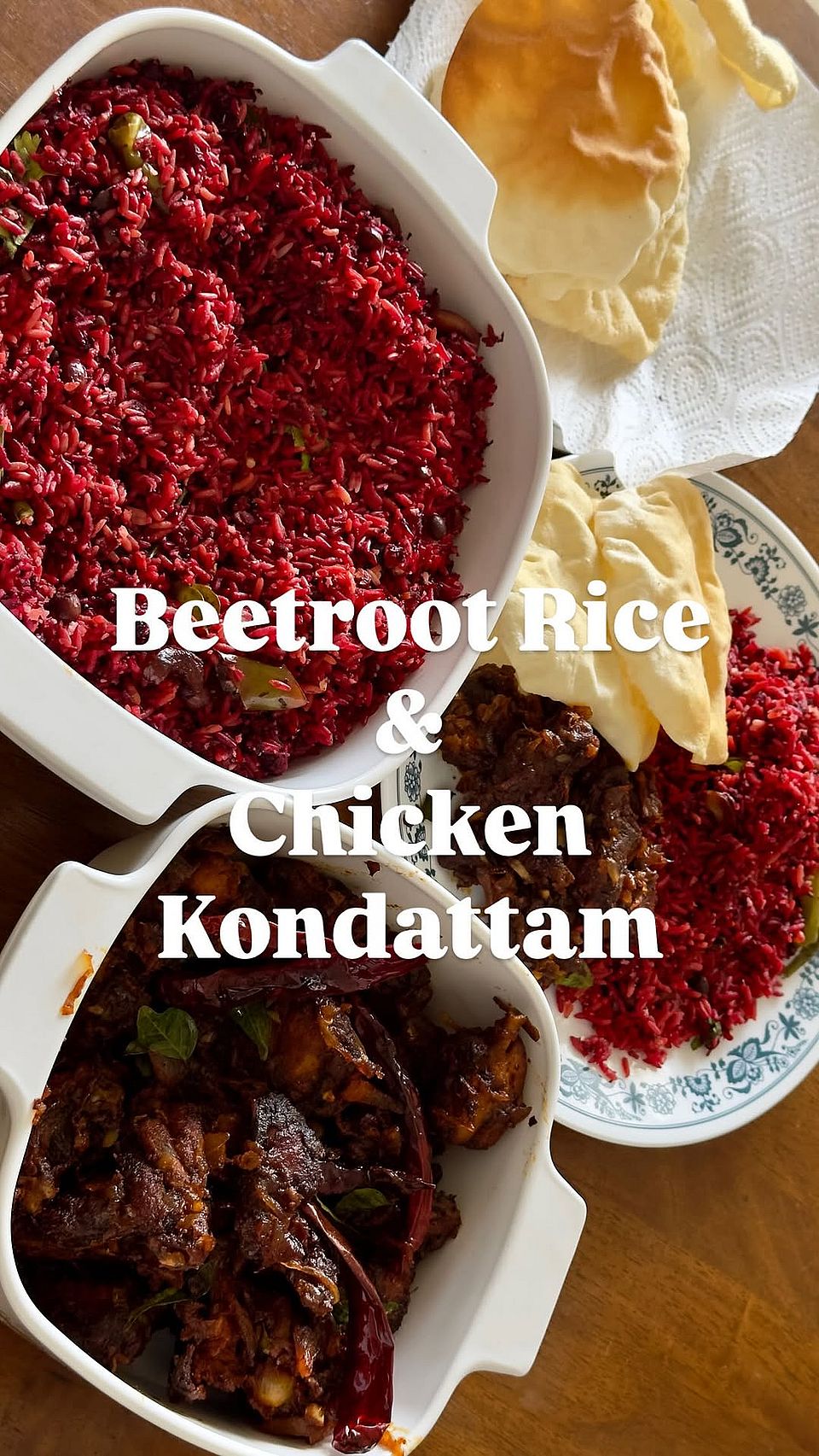 Beetroot Rice with Fiery Chicken Kondattam